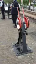 Bahnhof Beekbergen, Hebel für die Ausfahrtsignale / in Beekbergen am 6.9.2014 beim großen Eisenbahn-Spektakel „Terug naar Toen - Zurück nach Damals“ der Museumseisenbahn VSM in Beekbergen / NL, 
