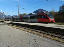 4024 117-6 als R 4866 (Spittal-Millstättersee - Lienz) am 4.11.2015 bei der Einfahrt in Greifenburg-Weißensee.

