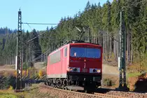 155 180-3 DB Schenker bei Steinbach im Frankenwald am 03.11.2015.