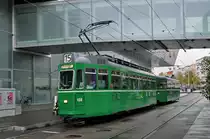 Meine letzte Fahrt mit dem Be 4/4 458 fand am 15.10.2015 statt. Sogar der Himmel hat geweint. Am 30.10.2015 wurde der Wagen bei der Firma Thommen abgebrochen. Hier steht der Wagen zusammen mit dem B 1494 an der Endstation am Messeplatz.