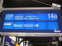 Hamburg Hauptbahnof 8.3.07 Zugzielanzeiger ICE 77 nach Z�rich