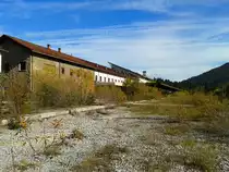 Hier zu sehen ist der ehemalige Bahnhof Tarvisio Centrale (Blick Richtung Villach). Nach inzwischen ca. 15 Jahren Stillstand hat sich die Natur den Bahnhof fast gänzlich zurück erobert. Einst zweigte in Tarvisio Centale auch eine Strecke ins slowenische Jesenice ab. Diese wurde in zwei Etappen stillgelegt. Als Erstes stellten die FS 1967 den Abschnitt Tarvisio - Fusine Laghi ein, da die Strecke Infolge der Einstellung auf italienischer Seite für die JŽ (Jugoslovenske Železnice) unwirtschaftlich wurde, stellten sie den Betrieb Jesenice - Ratece 1969 ein. Als letze verbleibende Strecke blieb dem Bahnhof nur noch die Pontebbana, diese er dann Mitte 2000 auch verlor.

Aufgenommen am 25.10.2015