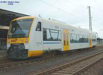 Regioshuttle VT 3.01  Luisa  der Freiberger Eisenbahn am 05.07.2003 im Bahnhof Freiberg / Sachsen.