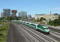 A westbound Go Transit train departs Toronto.

644 provides the traction at the rear, 5 Aug 2015