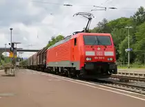 189 008-6 mit gemischtem Güterzug in Fahrtrichtung Norden. Aufgenommen am 28.06.2014 in Eichenberg.