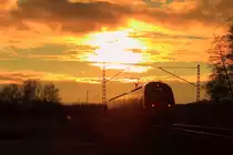 442 606 DB Regio während die Sonne untergeht bei Staffelstein am 23.11.2015.