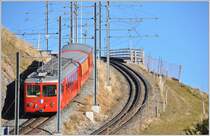 BDhe 4/4 5 kurz vor der Bergstation Rigi Kulm. (18.11.2015)