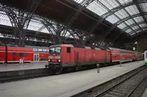 RB Wittenberg mit 143 337-4 als  Zweiteiler Doppler  Garnitur im Leipzig Hbf 28.05.2015