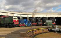 DB Museum E95 02 + 118 005-9 + 95 1027-2 + 65 1049-9 + Bw Arnstadt hist. 102 965-1 + RCT 36274, am 20.09.205 beim Eisenbahnfest in Arnstadt.