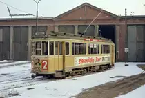 København / Kopenhagen Københavns Sporveje SL 2 (Tw 522) Betriebshof Sundby am 30. Dezember 1968. - Scan von einem Farbnegativ. Film: Kodacolor X.