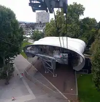 Koblenz, Blick aus der Gondel auf die Talstation der Rheinseilbahn, Sept.204