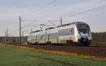 Seit dem Fahrplanwechsel werden die RB von Halle über Bitterfeld nach Falkenberg mit 1442 der S-Bahn Mitteldeutschland gefahren. Am 19.12.15 passiert 1442 113 auf dem Weg nach Falkenberg die Ortschaft Burgkemnitz.