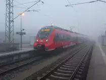 442 839 kämpfte sich,am 01.Januar 2016,durch die Nebelsuppe bis Bergen/Rügen.