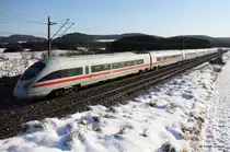 DB ICE-T BR 411, Tz 1161 Andernach (Baujahr 1999, Siemens / Bombardier / Alstom) als ICE 228 Wien Westbf. - Frankfurt (Main) Hbf., KBS 880 Passau - Nürnberg, fotografiert bei Krappenhofen am 19.12.2011
