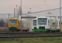 ODEG VT 650.63 + EB VT 011 + VT 010 am 02.01.2016 in Erfurt Ost.