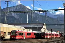 ABe 4/16 3105 und ABe 8/12 3509 in Landquart. (05.01.2016)