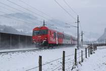 Ein City Shuttle Steuerwagen, auf den Weg von Salzburg nach Wörgl. Aufgenommen in Pfarrwerfen am 3.1.2016.
