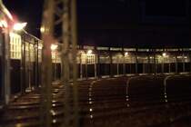 Der grosse Ringlokschuppen in Altenau/Harz bei Nacht.
Hier noch ein Baustadium ohne Oberleitung.