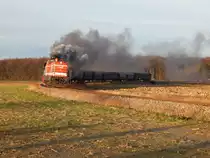 Auf den ersten Blick scheint die WLE44 ziemlich viel Ruß in die Luft zu pusten doch dahinter versteckt sich die 78 468.

Anröchte 09.01.2016