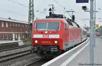 Bild 138:
Am 10.10.2015 bespannte 120 140-9 einen IC von Köln nach Emden. Hier zu sehen ist die Lok bei der Einfahrt in Münster Hbf.
