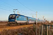 1216 236 schiebt den railjet 78 von Graz nach Prag. Wien Süßenbrunn, am 08.01.2016.