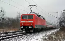 120 140 schob am 17.01.16 einen IC, welcher wegen einer Oberleitungsstörung im Raum Berlin über Dessau umgeleitet wurde, durch Greppin Richtung Bitterfeld.