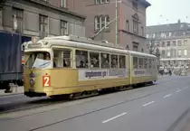København / Kopenhagen Københavns Sporveje SL 2 (DÜWAG-GT6 848) Stormgade / H.C. Andersens Boulevard im Februar 1968. - Scan von einem Farbnegativ. Film: Kodacolor X. Kamera: Konica EE-matic.