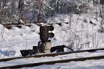 Weichenlaterne im Bahnhof Bucuresti Baneassa am 24.01.2016.