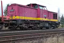 Wegen Gleiserneuerungen stand 202 487-5 der EBS an der westlichen Einfahrt von Nordhausen 20.02.2015