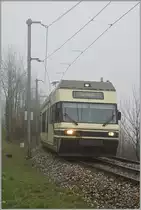 Darauf habe ich gewartet: auf den Mittagsregionalzug nach Les Avants, hier kurz vor Planchamp am 5. Feb. 2016