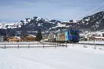 Nach einem Fussmarsch hinunter nach Gstaad konnte ich dort die Ge 4/4 8004 bildlich festhalten (06.02.2016).