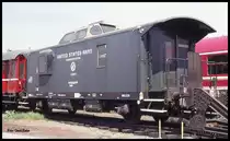 Nach dem Fall der Mauer wurden diese Begleitwagen der US Army nicht mehr benötigt. Einen davon mit der Bezeichnung United States Army Transportation Corps und der Nummer 518009-10510-8 Pwgh stand am 9.7.1993 im Bahnhof Münster. 