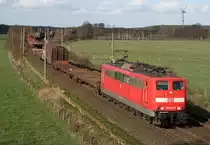151 032 mit EZ 51455 (Maschen Rbf–Seelze Rbf) am 13.04.2015 zwischen Maschen Rbf und Jesteburg
