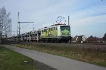 EVB 140 002 Sunrail mit BLG Autozug am 13.02.2016 in Dedensen Gümmer.