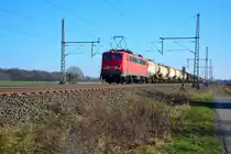 13.02.2016 140 401 mit einem gemischten Güterzug von Seelze aufgenommen in Dedensen Gümmer.