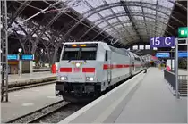 146 553-3 steht am 11.02.16 als IC 2430 nach Emden abfahrbereit gesehen im Leipziger Hbf.
