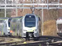 BLS - Triebzug RABe 515 014-8 abgestellt im Bahnhofsareal in Biel am 11.02.2016