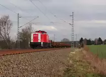 202 743-1 der RIS zu sehen am 18.02.16 mit Langschienen an der Schöpsdrehe bei Plauen/V..
