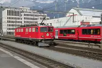Ge6/6 II Nr.703 am 18.02.16 auf Rangierfahrt in Landquart