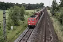 151 035-3 DB mit einem Ganzzug - Streckenabschnitt Gernsheim / Groß Gerau - 10.06.2015
