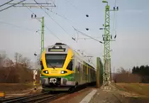 Flirt 415 503 fährt aus Sopron kommend in den Bhf. Szentgotthard ein. (20.02.2016)