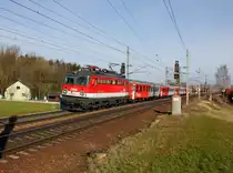 Die 1142 683 mit einem REX nach Linz am 20.02.2016 unterwegs bei Andorf.