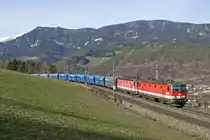 Gleich vier 1144 bespannten den stark verspäteten GAG-47041 durch 1144.088+017 und 1144.106+023 als Nachschiebe am 20.2.16 vor Eichberg.