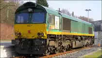 Abgestellt am Stolberger Bahnhof verweilt die Class 66 der Rurtalbahn am Vormittag des 28.02.2016. Kurze Zeit später wurde sie dann angeworfen und es ging in Richtung Aachen West.