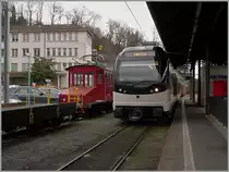 Der CEV MVR SURF  S�rie Unifi�e Romande pour R�seau Ferr� m�trique  GTW ABeh 2/4 7501  St-L�gier La Chi�saz  wartet diesmal in Vevey auf seine Probefahrt, oder frei nach Willhelm Buschs Max und Moritz Geschichte: Dies war der erste Streiche der zweite folgt sogleich...
26. Feb. 2016