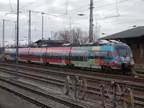 Der Rostocker 442 354 in der Stralsunder  Ecke am 29.Februar 2016.