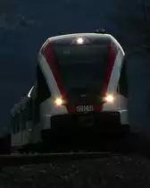 Nach der Begegnung mit R8´567 rollt dieses GTW Pärchen gen Graz . Kurz vor Frauental Bad Gams am heutigen 1.03.2016