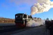 99 6101 mit IG HSB-Sonder-PmG am 14.02.2015 bei der  Abnahme der Fotografenparade  im Bahnhof Gernrode! ;-)