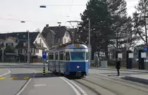 Ende Februar; Zeit für der Museumslinie 21. Mirage Be4/6 bei der Haltestelle Balgrist
Forchstrasse 27.2.2016,