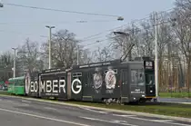Be 4/6 S 684, mit einer Bomberg Uhren Werbung, anlässlich der Basel World 2016, zusammen mit dem B 1460 fahren in die Schlaufe beim Eglisee. Die Aufnahme stammt vom 01.03.2016.